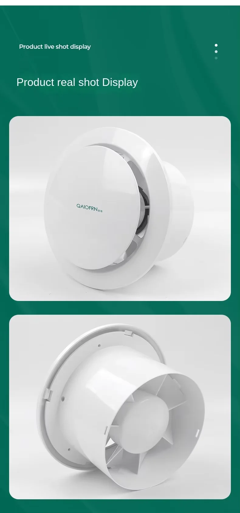 Silent Wall-mounted Exhaust Fan, ABS, 20W, 1-Year, 30cm - detail 6