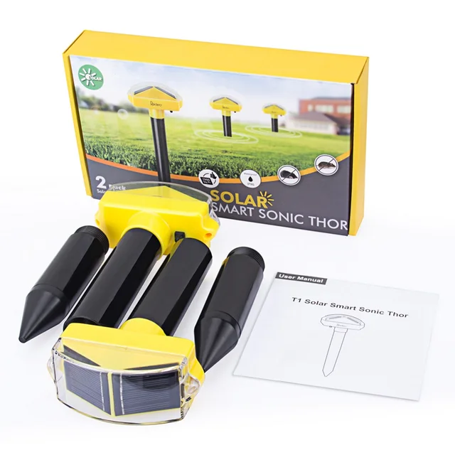 dual smart solar sonic mole repellent groundhog repeller gopher