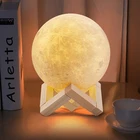 Night Light Lamp Night Light Hot Sale 8CM Touch Control Brightness Moon Lamp USB Charging 3D Printed Night Light