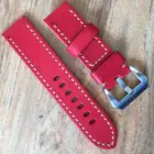 Leather Watch Strap 24mm Red Leather Watch Band Strap For Panerai-watch