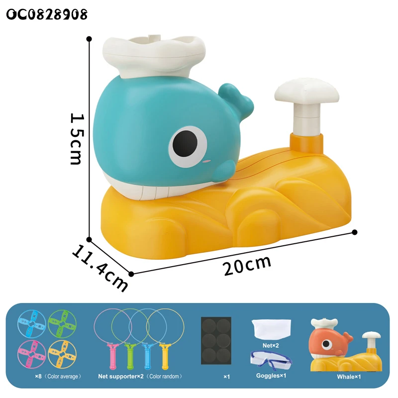 Whale design new novelty toys kids outdoor games flying discs launcher machine toys with accessories