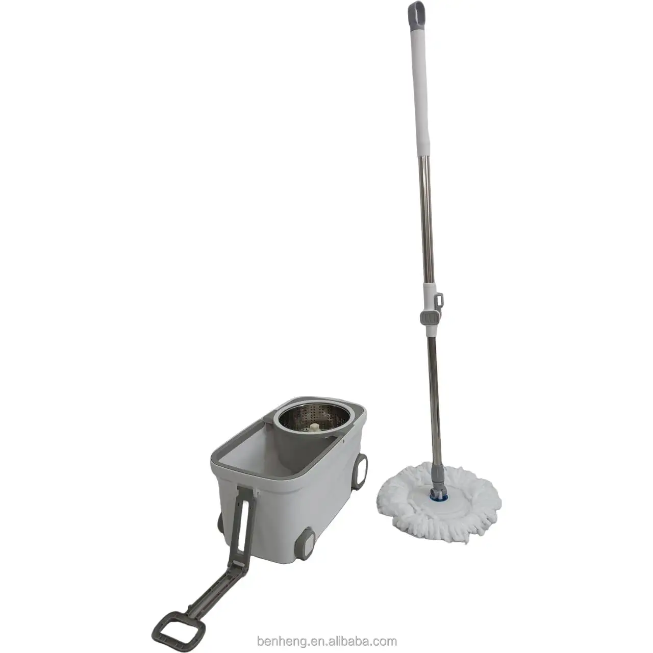 360 Rotary Microfiber Mob Set Steel Pole with Bucket and Wheels, Hands-Free Floor Cleaning Spinning Mop, Hot Sale in Brazil