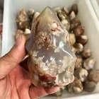 Agate Quartz Hand Carved Natural Cherry Blossom Agate Stone Quartz Crystal Flames