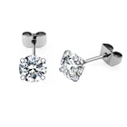 Cz Earring Eternal ASTM F136 Titanium 4 Prong Set Round CZ Post Earring