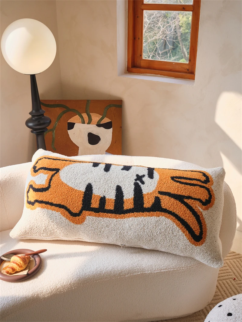 product wh decorative pillow tiger pattern soft comfortable cute fun 100 polyester fiber-58