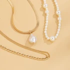 Pearl Professional Manufacturer Women's Exquisite Alloy Gold Pearl Pendant Necklace