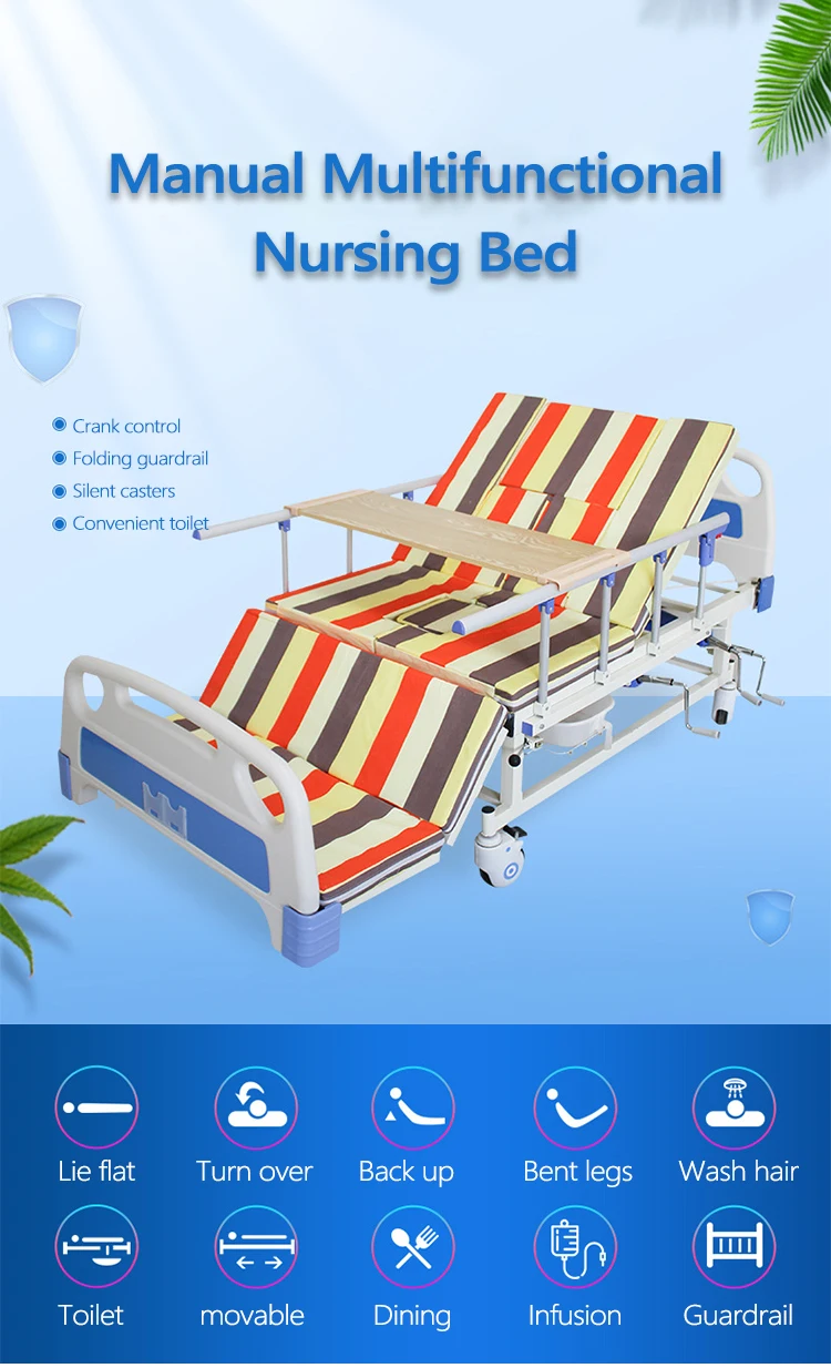 Multifunctional Hand Operated Home Care Bed Manual Hospital Medical