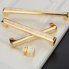 Handle Pull Handle Furniture Luxury Gorgeousness Cabinet Drawer Pulls Square Tetragonum Gold Crystal Handle