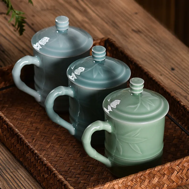 product 2025 factory wholesale traditional bamboo cups saucers coffee customized water drinking ceramic tea cups831-9