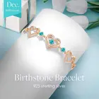 Bracelet Cz Women Gift Birthstone Charm Bracelet Jewelry Gold Plated Cz Sterling Silver 925 Heart Bracelet