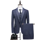 Good Quality Plaid Wedding Suits For Men Single Breasted Buttons Men Suits 3 Pieces Business Tuxedos
