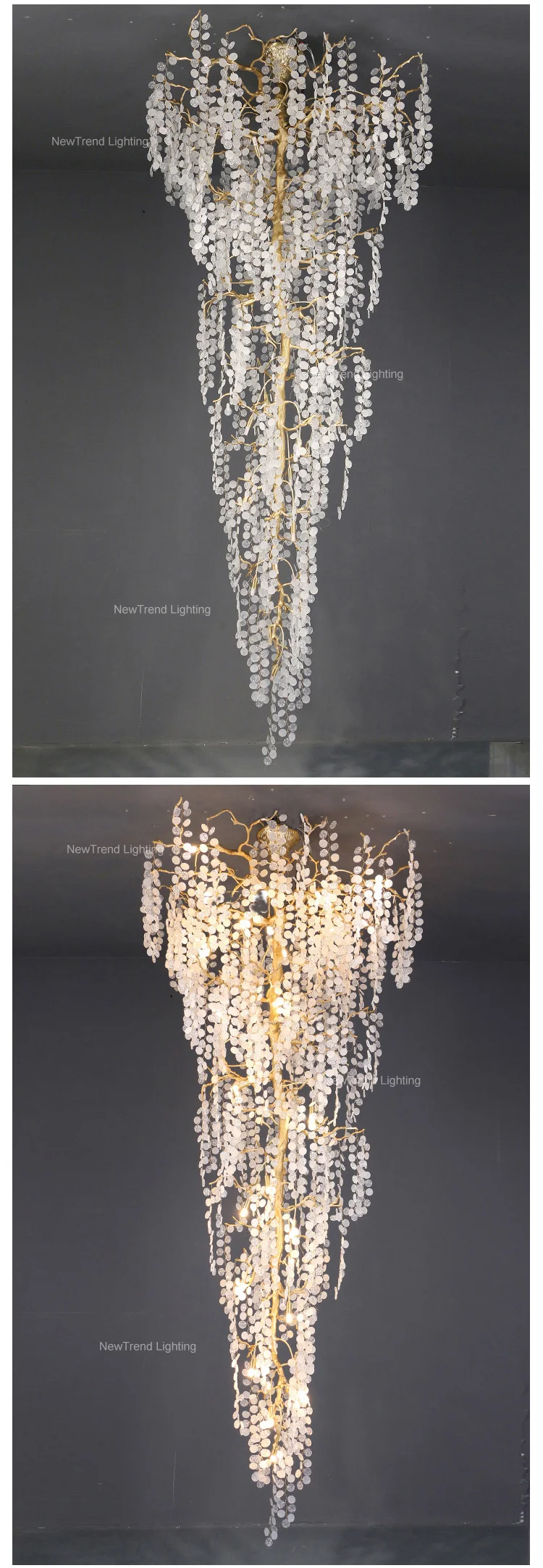 CPL-182 Contemporary Design Indoor Decoration Staircase Hotel Lobby Hall Custom Glass LED Chandelier supplier
