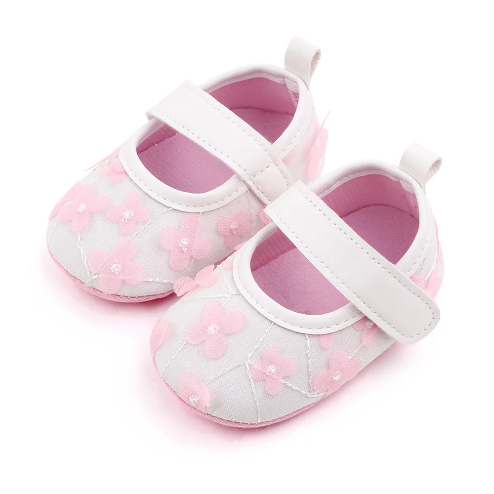 New Infants Cute Solid Color Small Flowers Indoor Soft Soled Toddler Shoes for Baby Girls supplier