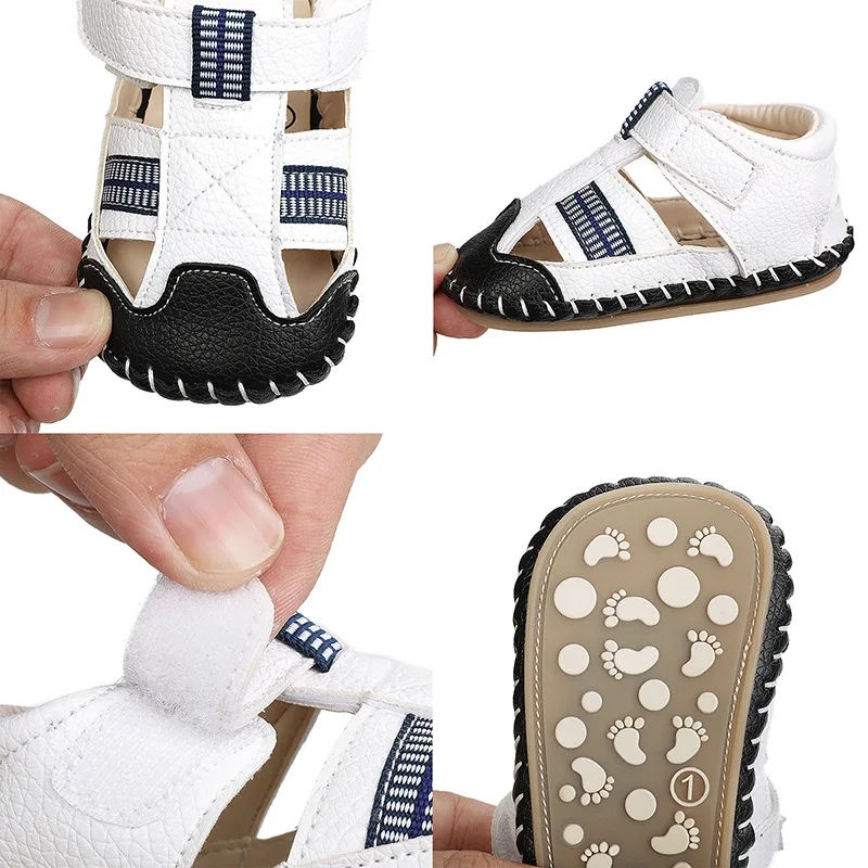 Summer hot sell designers baby sandals soft rubber sole leather walking shoes baby boy sandals in11-13cm