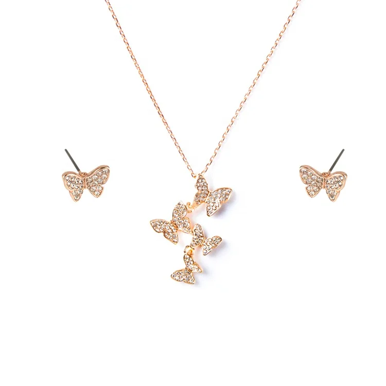 Rose Gold Butterfly Necklace Pendant 