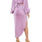 Skirt Vintage Satin Draped Skirt Custom High Waist Hem Slit Wrap Style Sexy Midi Skirt For Ladies