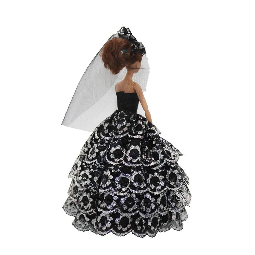 Pretend Play House Accessories Black Wedding Dress Gift Set 11.5 inch Doll Clothes BJD Doll Clothes