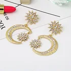 Long Earrings Drop Earrings Female Octagonal Sun Moon Star Inset Diamond Exaggerated Long Earrings Women