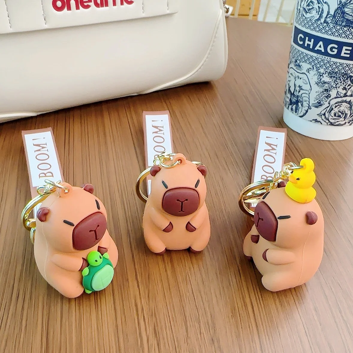 2024 New design Animal series Cartoon cute capybara key holder funny silicone doll lanyards custom 3d silicon keychain