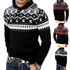 Hooded Pullover Yes Fashion Autumn Jacquard Plus Size Contrast Hooded Casual Pullover Men