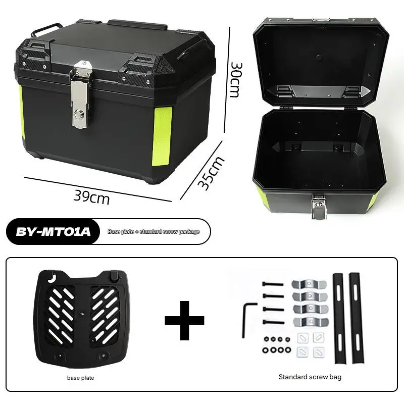 Motorcycle Tail Box Heavy Duty Universal Motorbike Tail Box  with Bracket Base Plate Waterproof Motorcycle Top Box