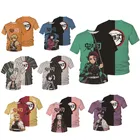 T-shirt Men Men's Anime Demon Slayer T-shirt 3D Digital Printing Men's Short Sleeve T-shirt