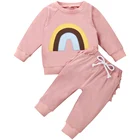 Clothing Set Girl Newborn Baby 2Pcs Comfortable Clothing Set Rainbow Printed Baby Girl Clothing Set