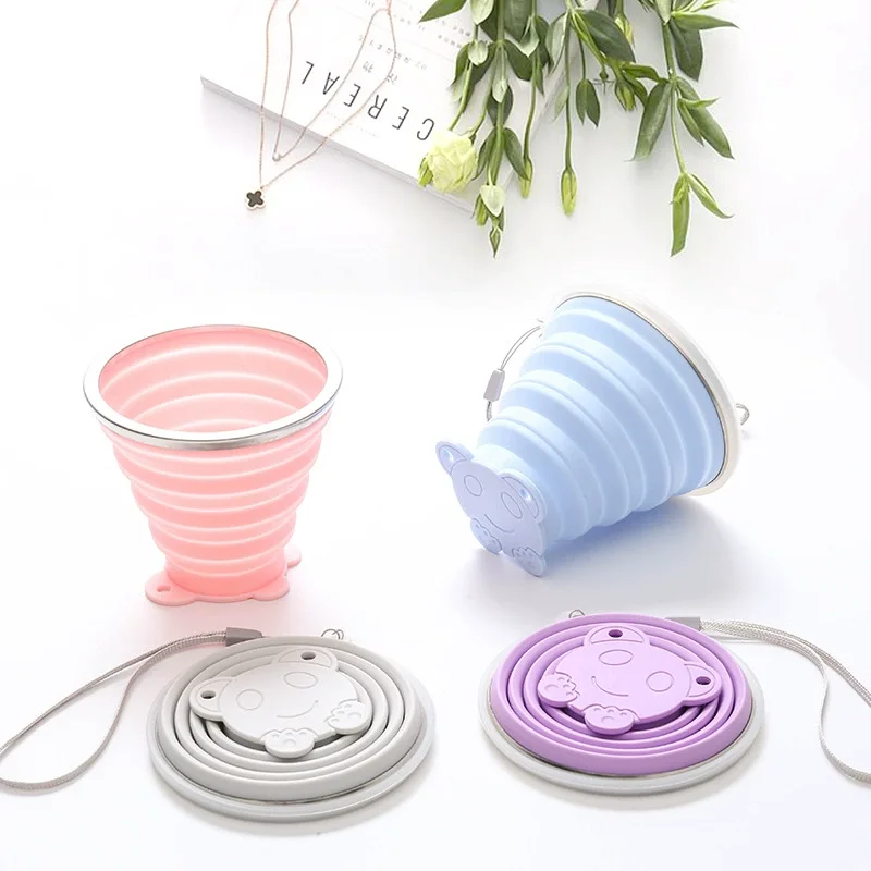 New Custom Reusable Bpa Free Plastic Lid Portable Leakproof Silicon Foldable Coffee Mug Folding Cup Collapsible Water Bottle