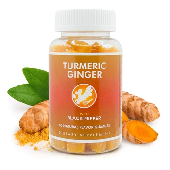 Private Label Curcumin Ginger Food Supplements Anti-inflammatory Joint Support Brain Booster Turmeric Ginger Curcumin Gummies