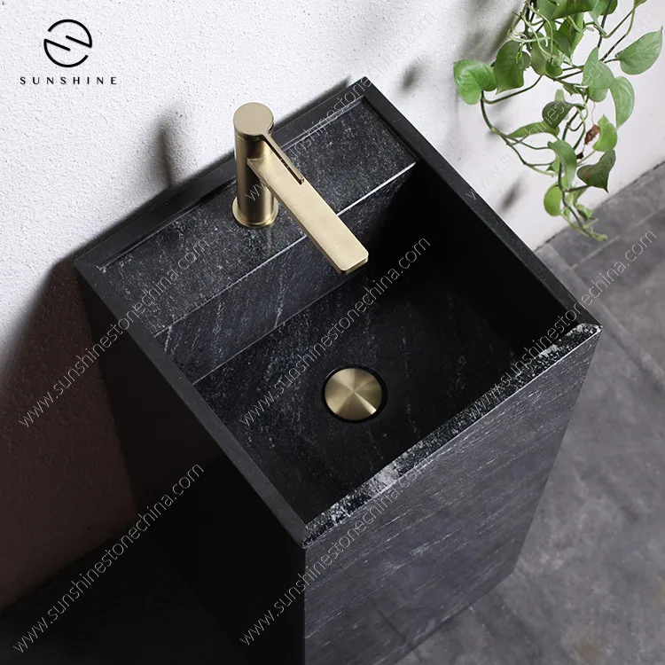 Custom Design Stone Composite Bathroom Sinks Marble Freestanding Pedestal Sink