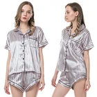 Sleepwear OEM Striped Printing Mature 2 Piece Elegant Women Sleepwear Suit Ladies Comfortable Pajamas Sets