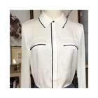Shirt Women Beaded Women Ice Silk Top White Silk Shirt Women Blouse With Chain Beaded Embellishment