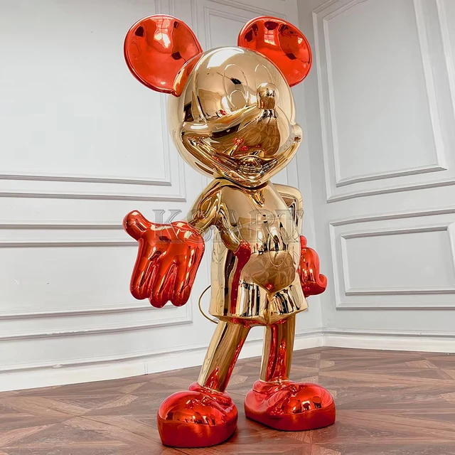 Resin crafts Cartoon Mouse Mickey Minnie cartoon statue electroplated chrome Mickey decorative home decorative art