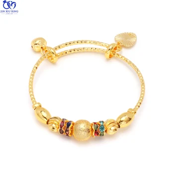 24K Gold Baby Color Stone Bangle Jewelry Hot Sale Child Exquisite Bracelets Jewelry KIDS indian bangles