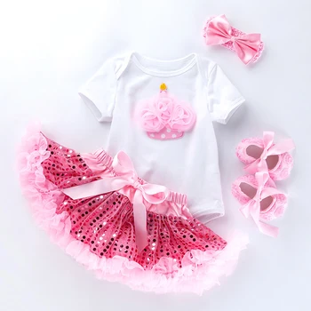 Summer Boutique 1st Birthday Newborn Baby Girl Outfits With Pink Shoes