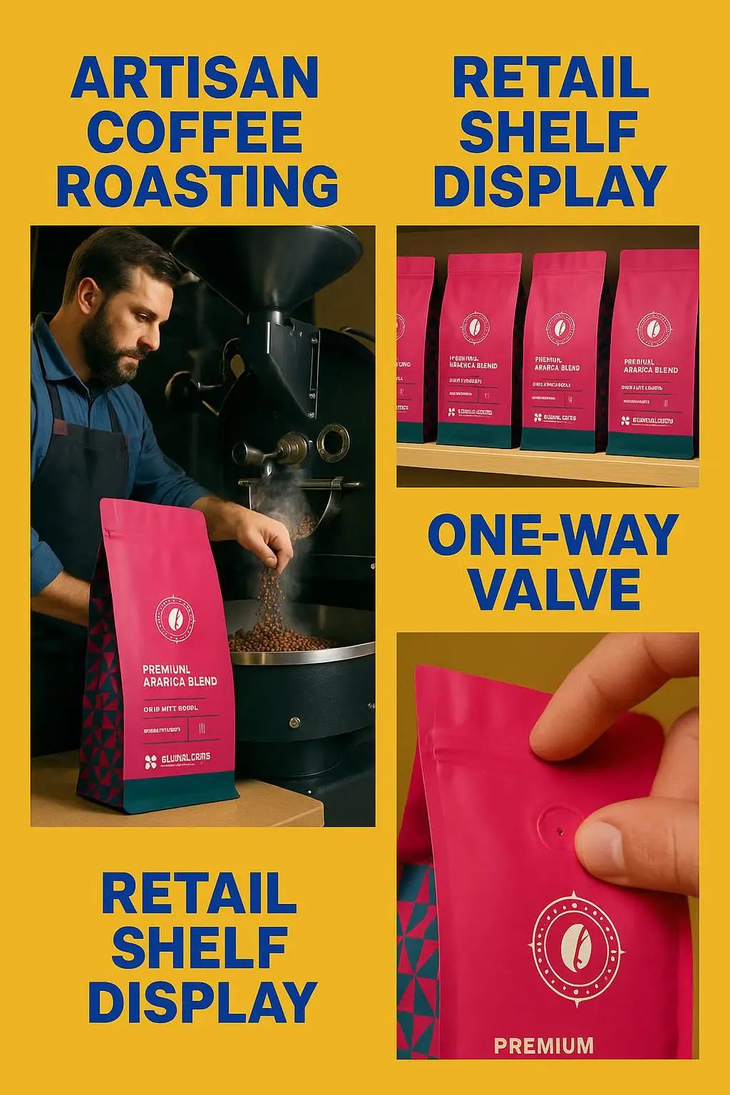 Factory Customized Four-Sided Sealed Coffee Bean Plastic Bags with Degassing Valve and Zipper for Food Packaging - detail 6
