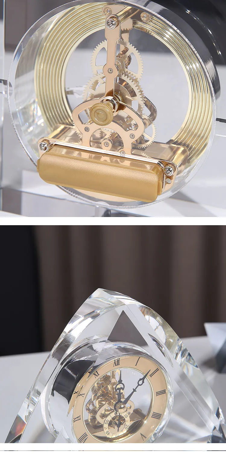 product personalized crystal mechanical table clocks glass crafts best 25th wedding anniversary crystal clock desktop gifts for wife-6