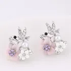 Earrings Diamond China Factory Wholesale Price Alloy Crystal Flower Earrings Diamond Bird Earrings