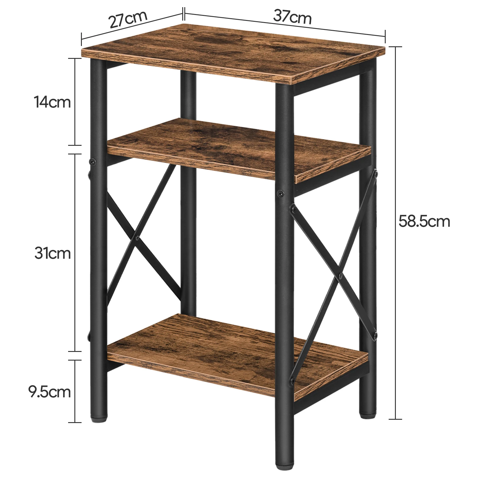 Wholesale Wooden Metal Rustic Mid Century Bedside Cabinet Nightstand Bed Living Room Coffee Side Table With Charging for Bedroom