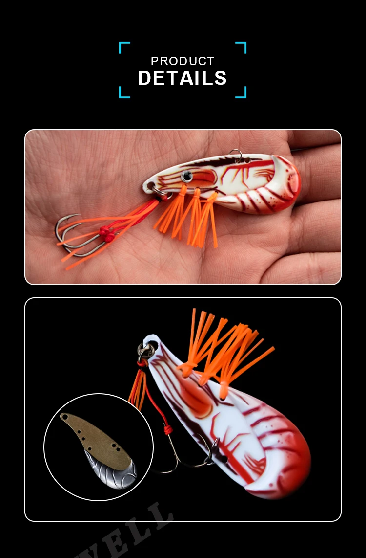 Oem 3d 15g Vibration Metal Copper Fishing Sequin Lures Sinking Vib Lure