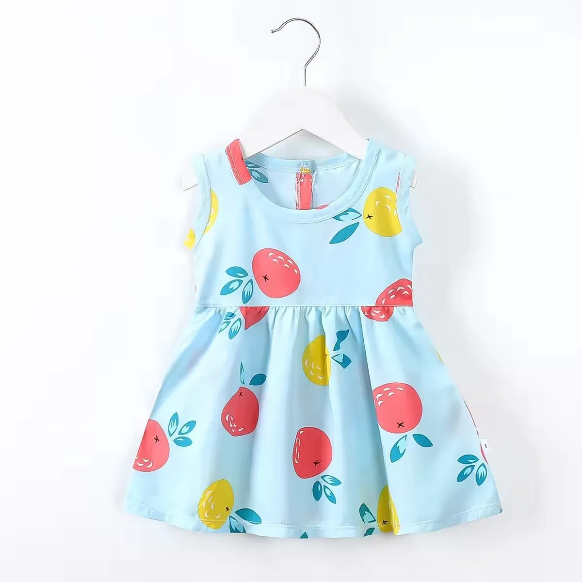 2024 Summer new girl cotton silk dress girl princess skirt Wholesale Summer Floral Print Baby Dress