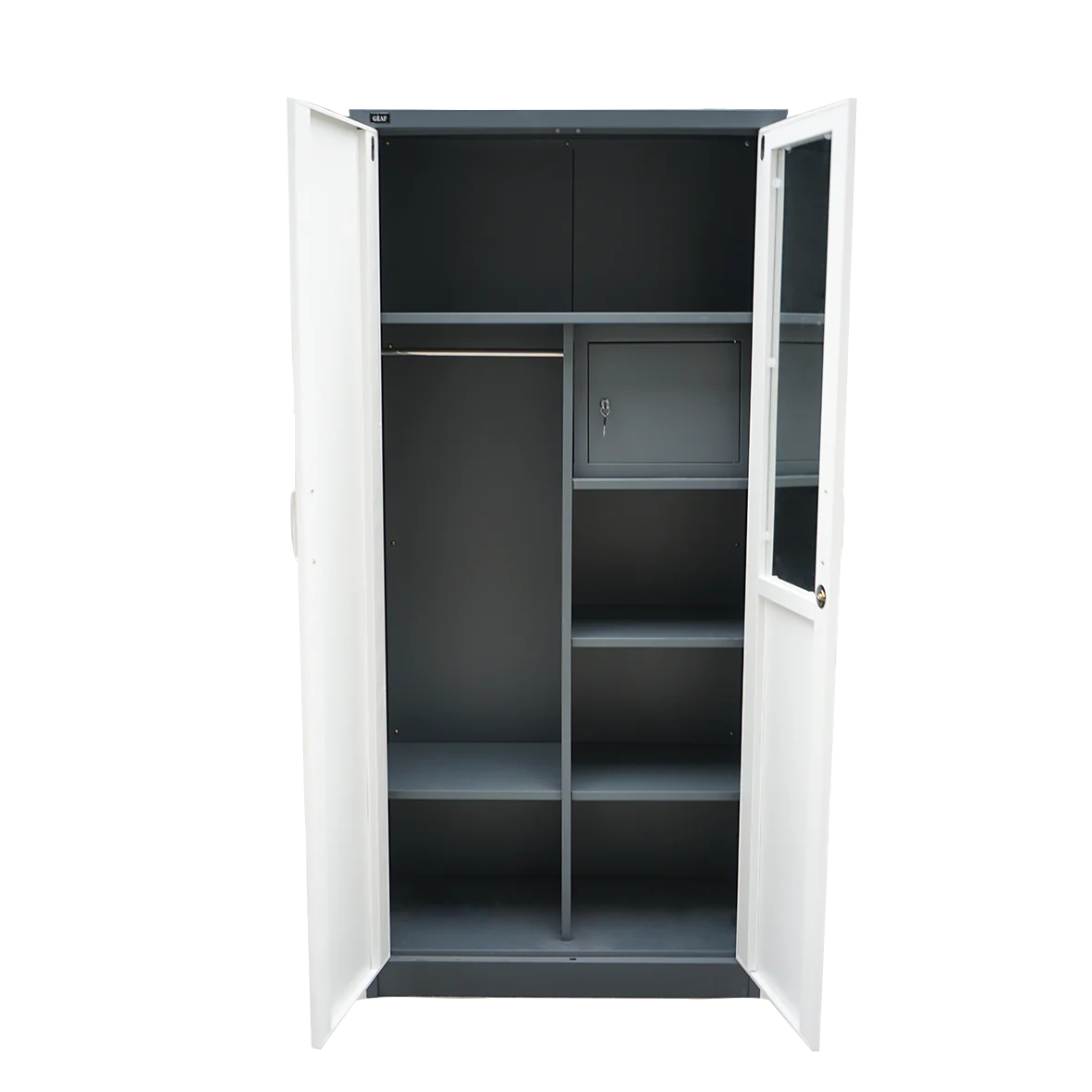 China Manufacture Cheap Swing Bedroom Furniture 2 Door Steel Locker Steel Wardrobe Cabinet Steel Cupboard White Metal Wardrobe