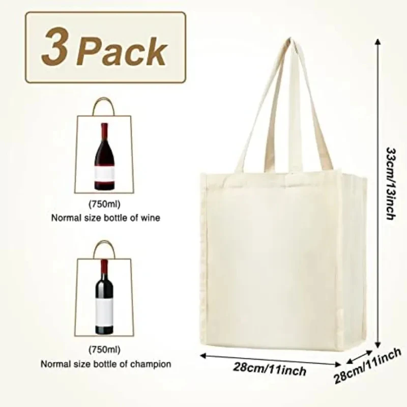 Manufacturer Customized Cotton Wine Bag with Printed Logo Single Packaging Canvas Bottle Bags Featuring Letter Pattern factory
