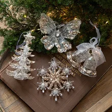 Nicro Christmas Festival Scene Decoration Props Snow Christmas Tree Pendant Transparent Acrylic Hanging Ornaments