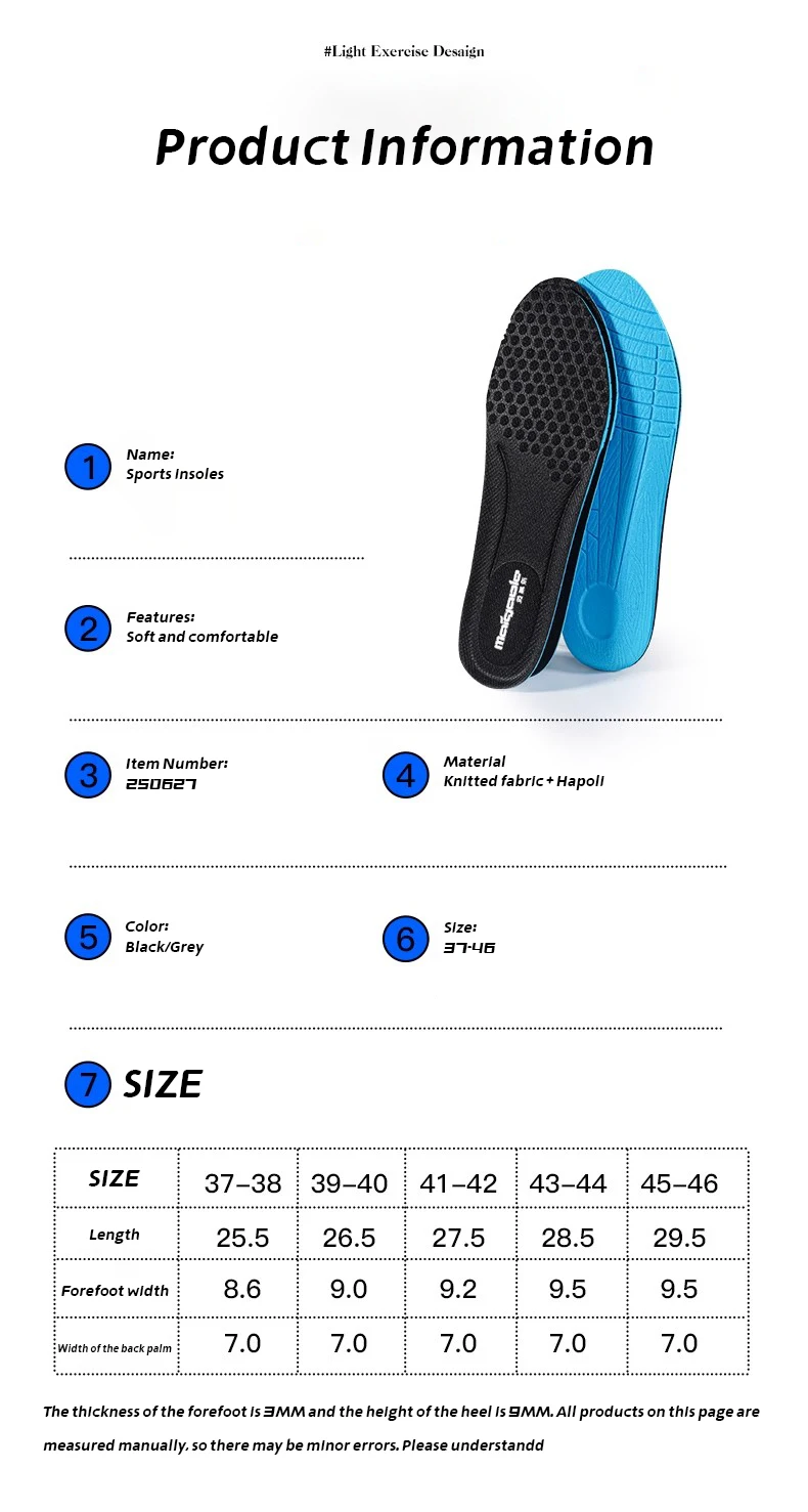 H032c5cf453ec467bba72d55a4e2b3ee5n Lightweight Comfort Sports Shoes Soft Soled Insoles Walking Running Shoe Inserts Sweat Shock Absorbing Odor Prevention Foot beds