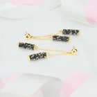 Earrings Resin Trendy Gold Plated Earrings Black Resin Acrylic Gemstone Dangle Pendant Earrings Jewelry