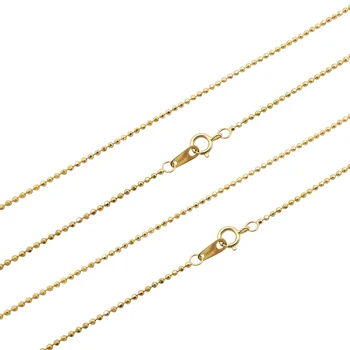 Fashion Genuine 18K Solid Gold Facet Bead Chain Necklace 18k Real Gold Necklace Jewelry Wholesale