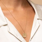 Pendant Sterling ROXI Minimalist Gold Coin Eye Pendant Necklace 925 Sterling Silver Disc Dangle Necklace