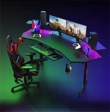 Adjustable Luxury Carbon Fiber Lifting Stand Table Full Electric 160cm Computer Gaming Desk Corner with Wireless USB Charger