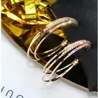 18k Gold Earring 18K Gold Plated 3 Circle Bend C Shape Diamond Earring
